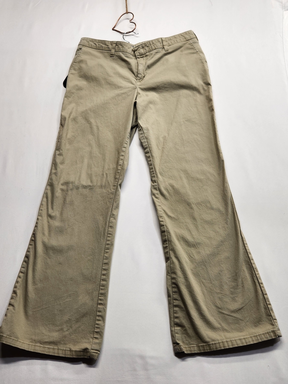⭐️Dickies Women's Slim Bootcut Khaki Pants Desert Sand Flex Stretch 14R Workwear